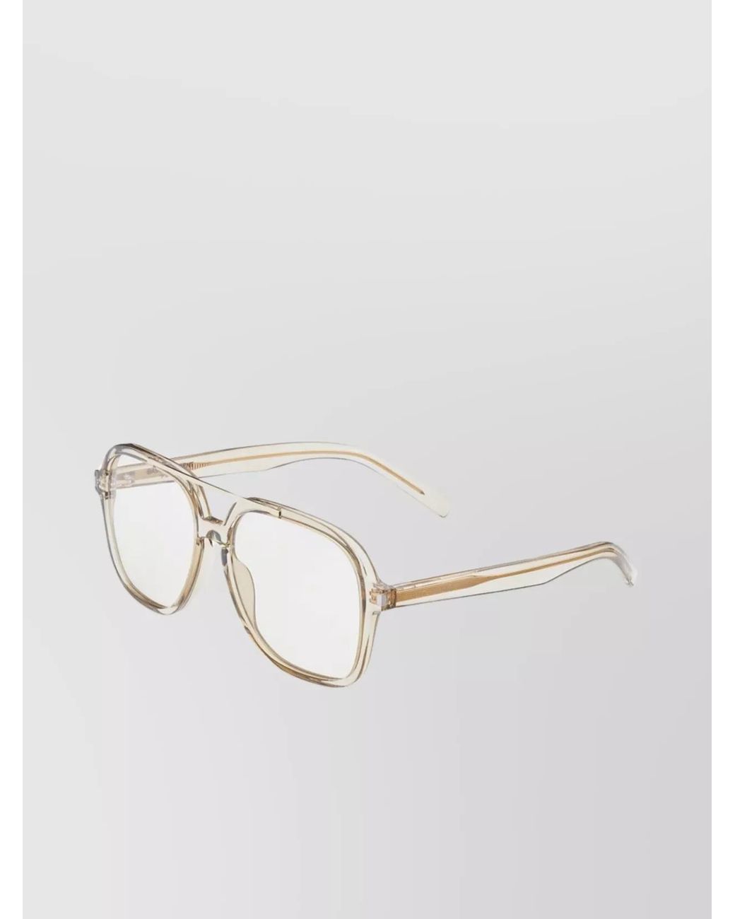 Saint Laurent Natural Geometric Aviator Clear Lens Sunglasses
