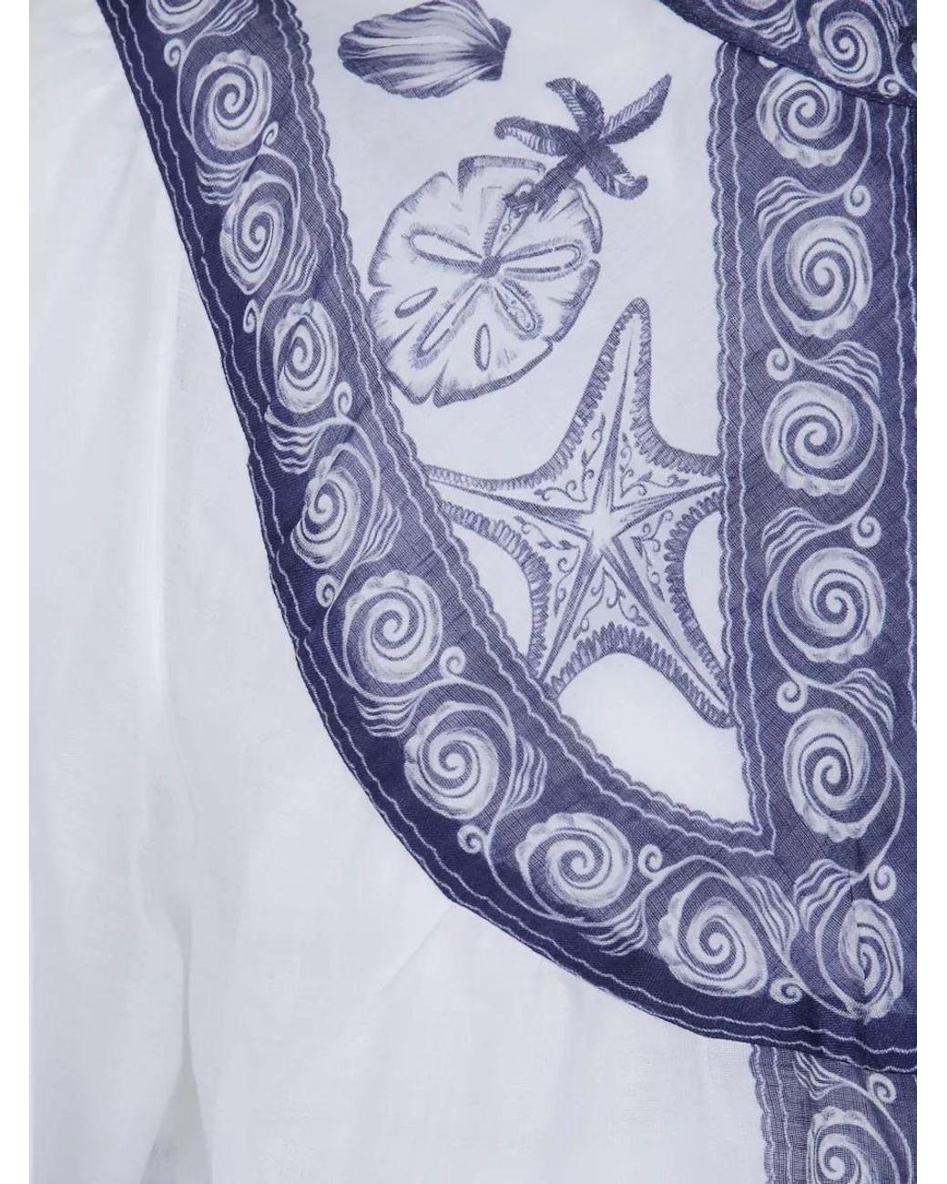 Farm Rio Blue Printed Long-Sleeve Blouse