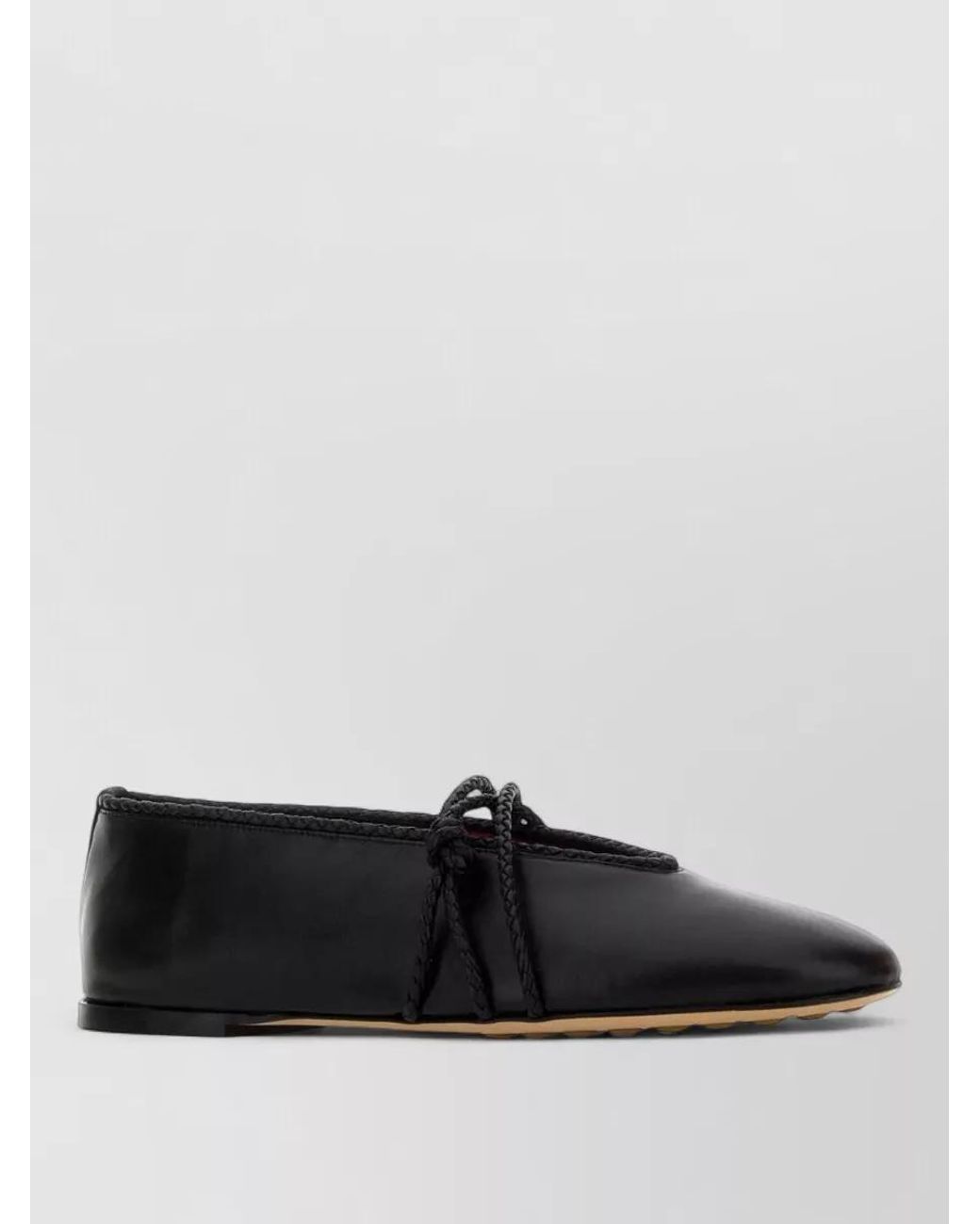 Bottega Veneta Black Leather Mary Jane Ballerina Flats