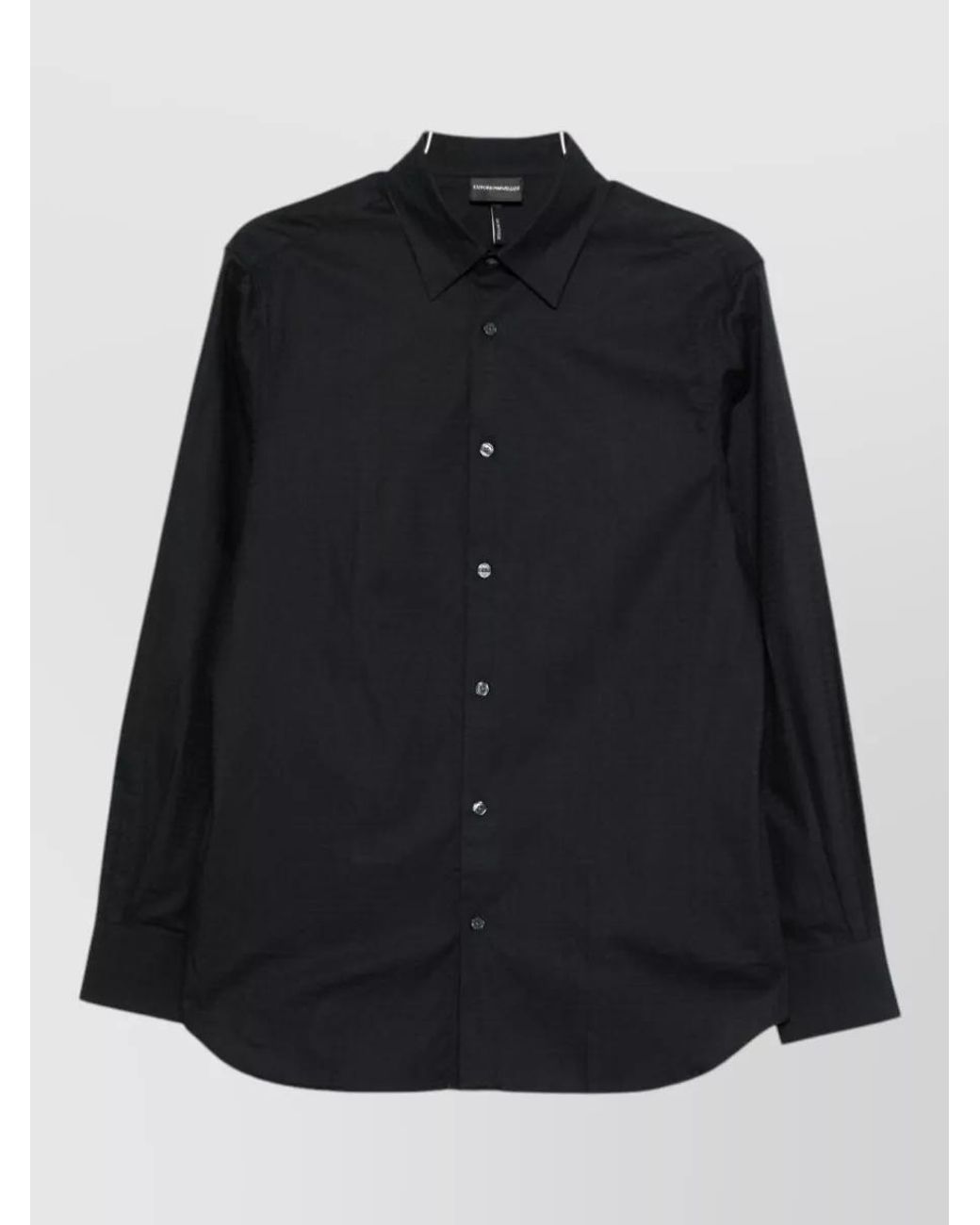 Emporio Armani Black Textured Cotton Long-Sleeve Shirt for men