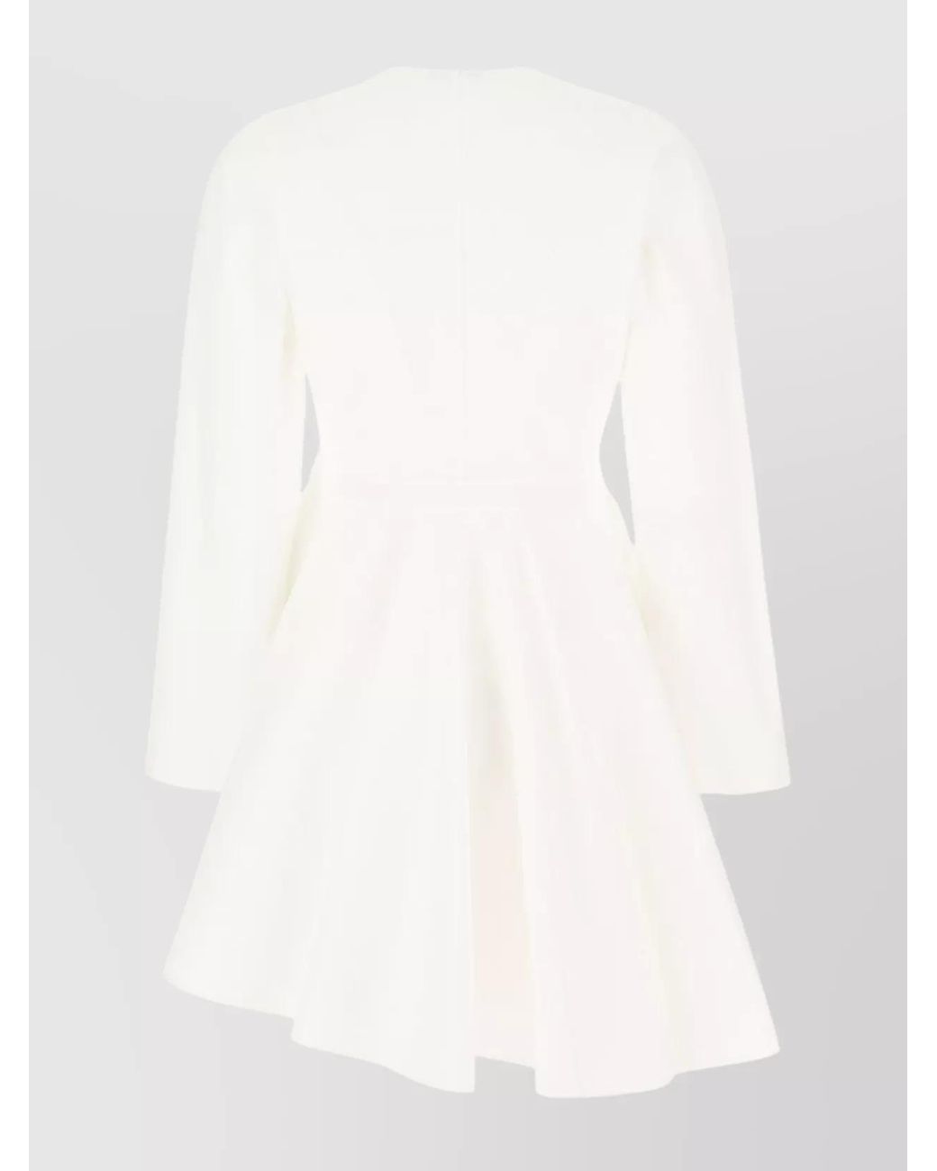 Alaïa White Cotton Asymmetric V-Neck Long-Sleeve Mini Dress