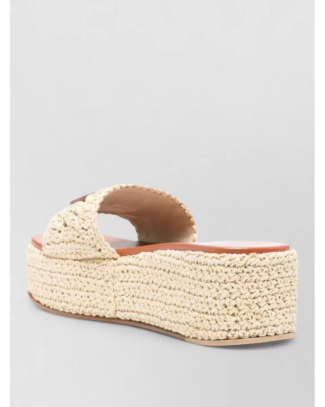 Versace Natural Platform Fabric Mules Open Toe Braid