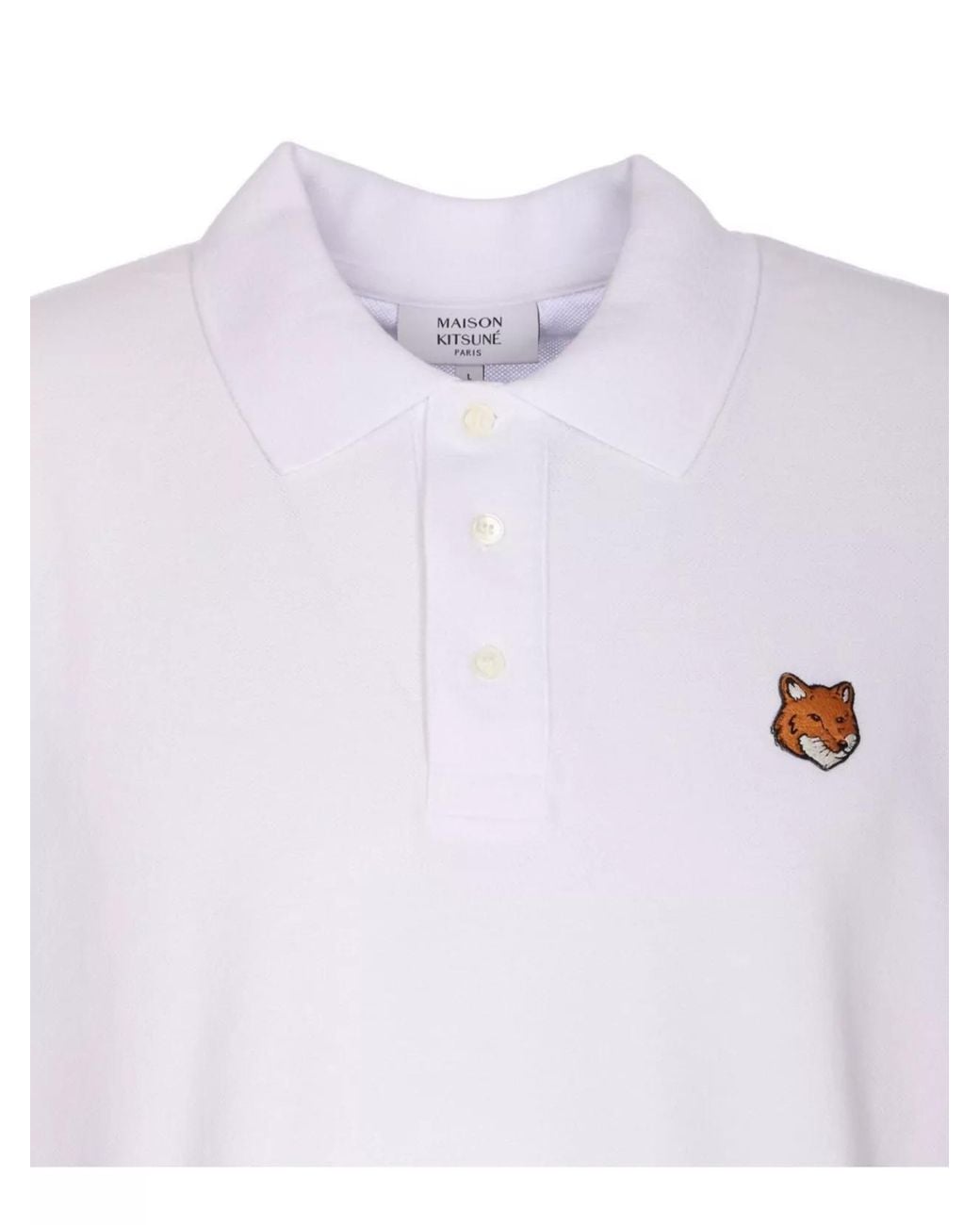 Maison Kitsuné White Cotton Piqué Regular-Fit Short-Sleeve Polo Shirt for men
