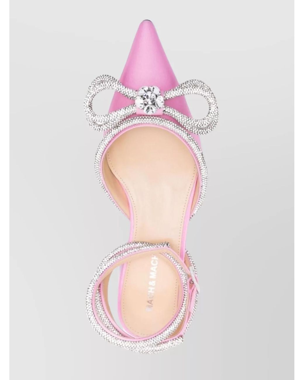 Mach & Mach Pink Crystal Embellished Satin Slingback Ballerina Shoes