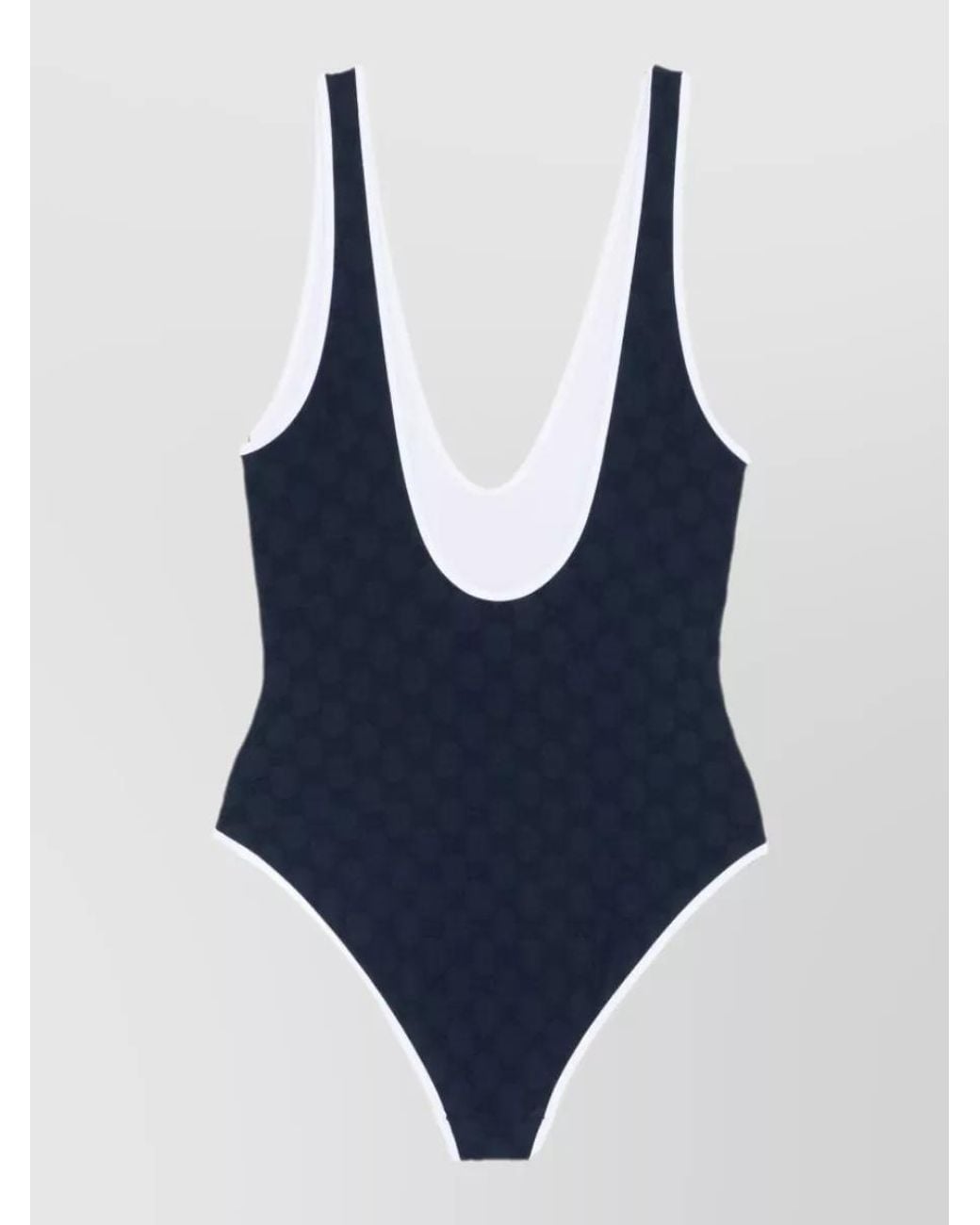 Gucci Blue Logo-Jacquard One-Piece Swimsuit