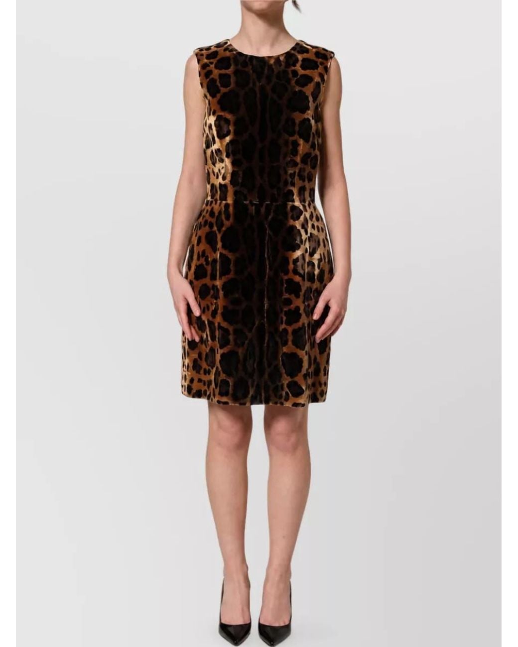 Dolce & Gabbana Black Silk Leopard Sleeveless Mini Dress