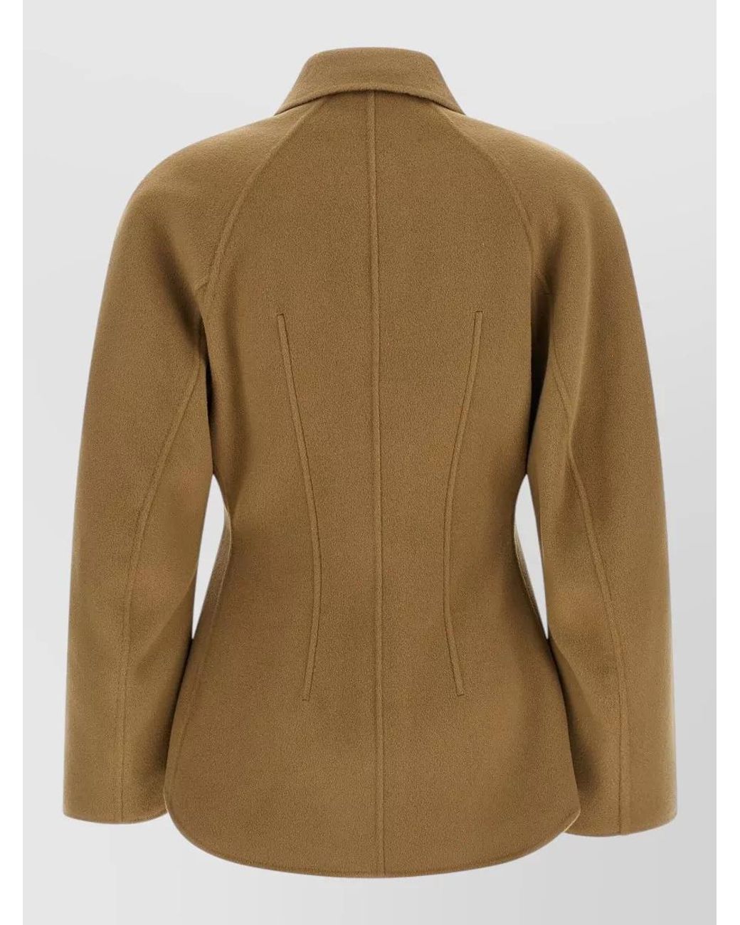 Rohe Green Wool Cashmere Sculptural Oversized-Sleeve Fitted Jacket