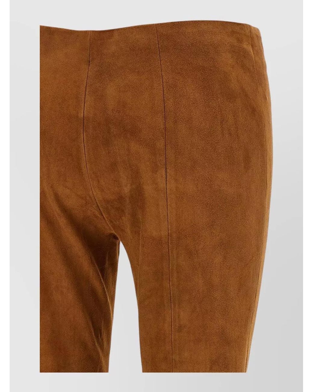 Stouls Brown Suede High-Rise Flared Panelled Trousers