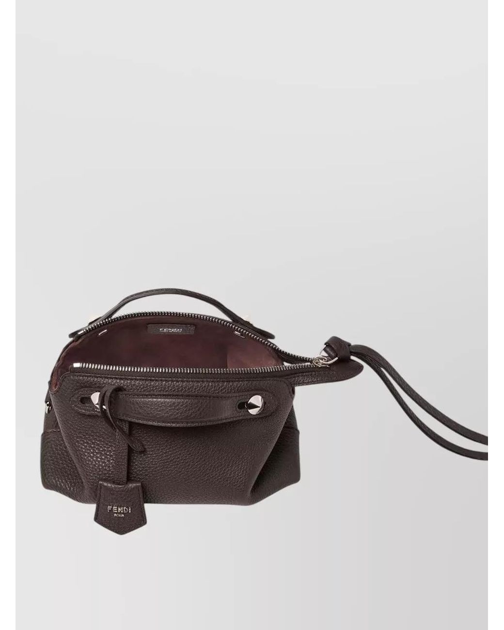 Fendi Brown By The Way Soft Mini Leather Clutch Bag
