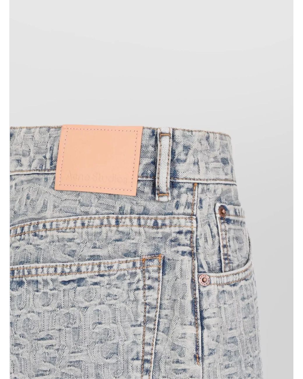 Acne Blue Denim Skirt With Belt Loops And Lettering Pattern