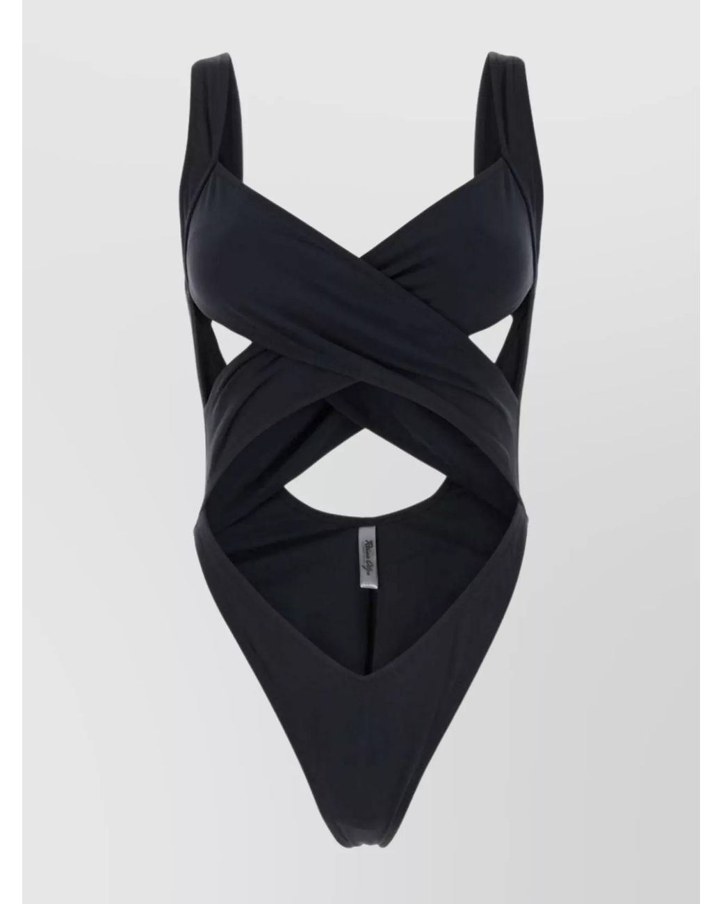Reina Olga Black Stretch-Nylon One-Shoulder Trikini
