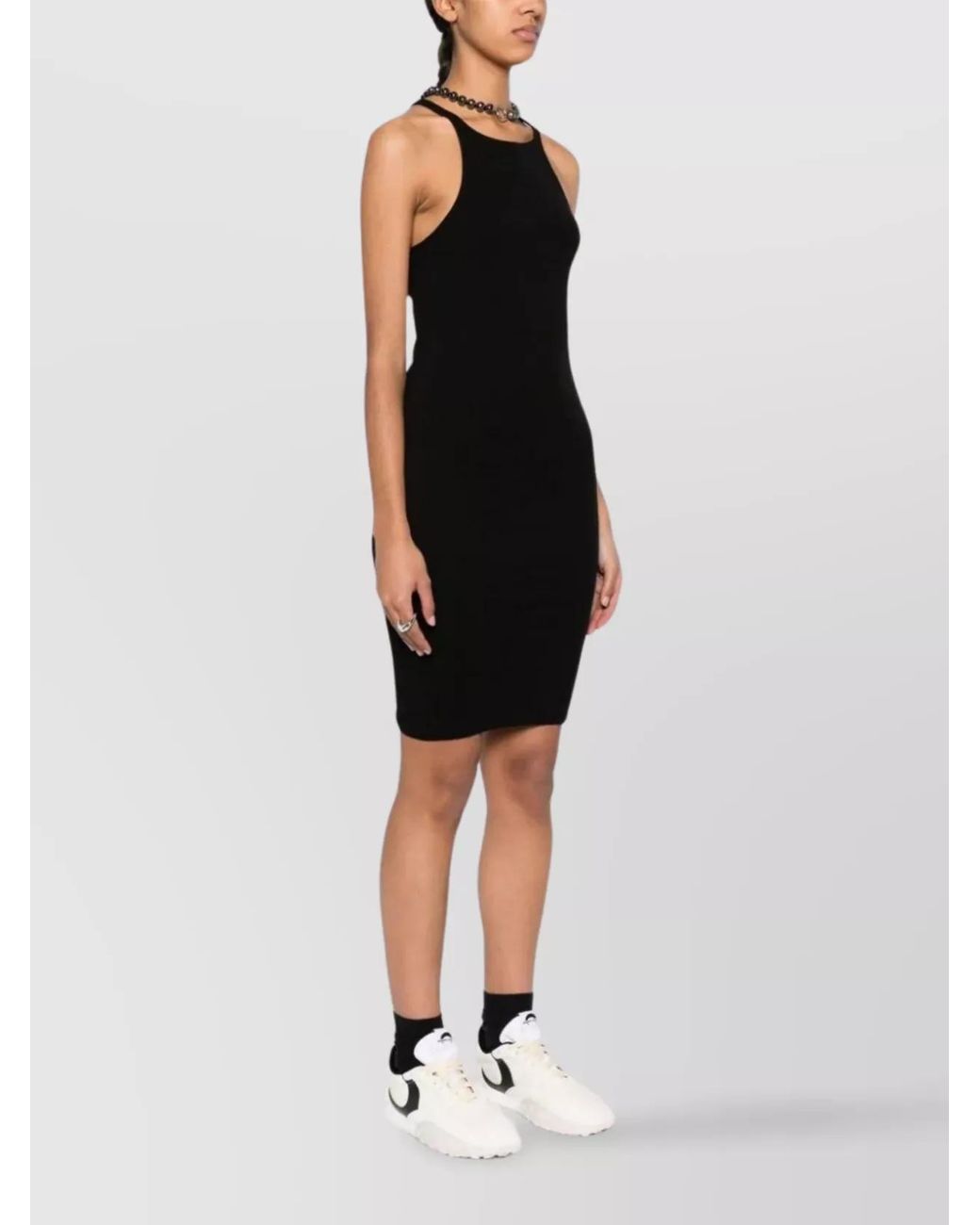 Rick Owens Black Tank Dress With Racer Back And Round Neckline