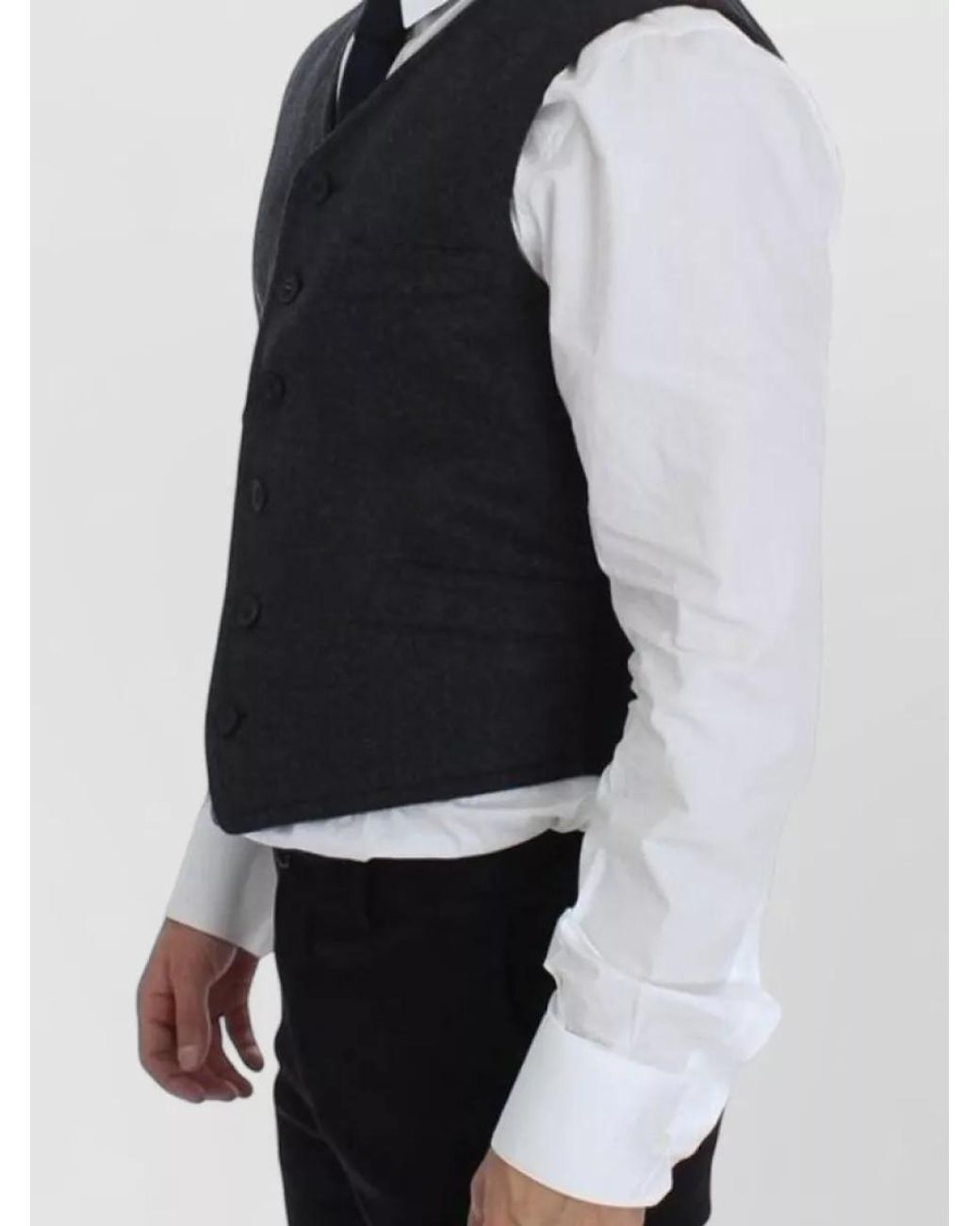 Dolce & Gabbana Blue Wool Blend V-Neck Waistcoat for men