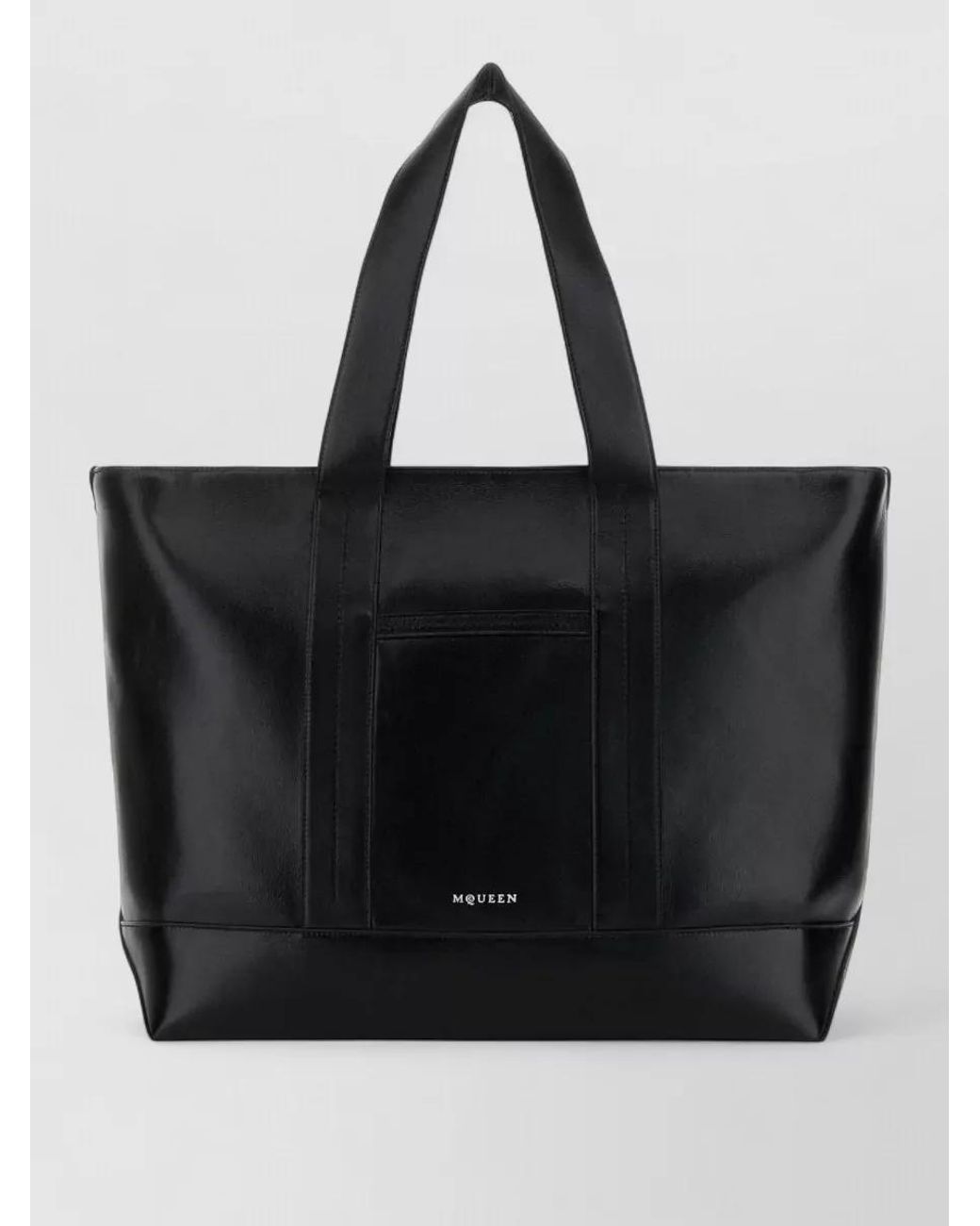 McQueen Black Leather Shoulder Bag for men