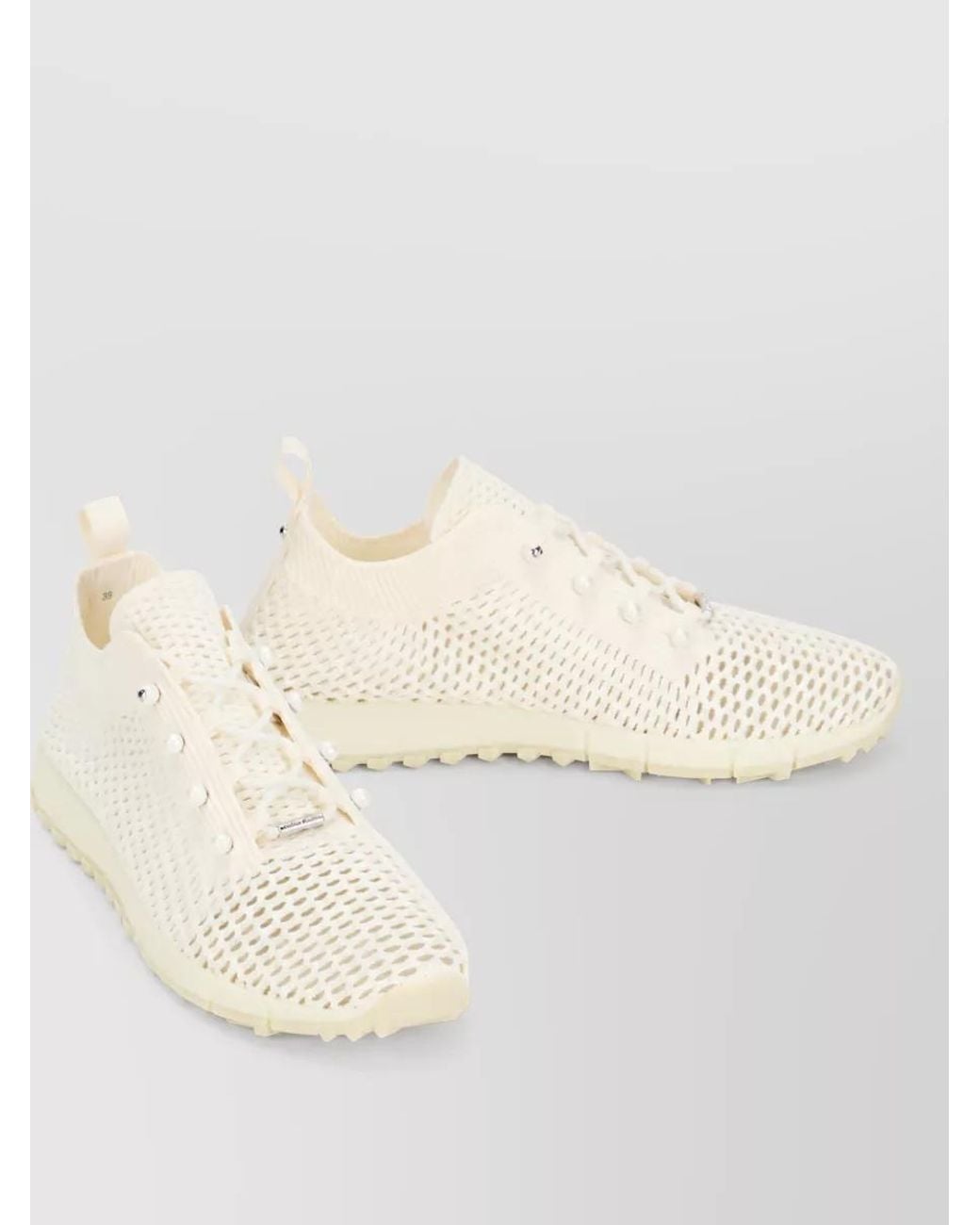 Jimmy Choo Natural Knitted Low-Top Sneakers