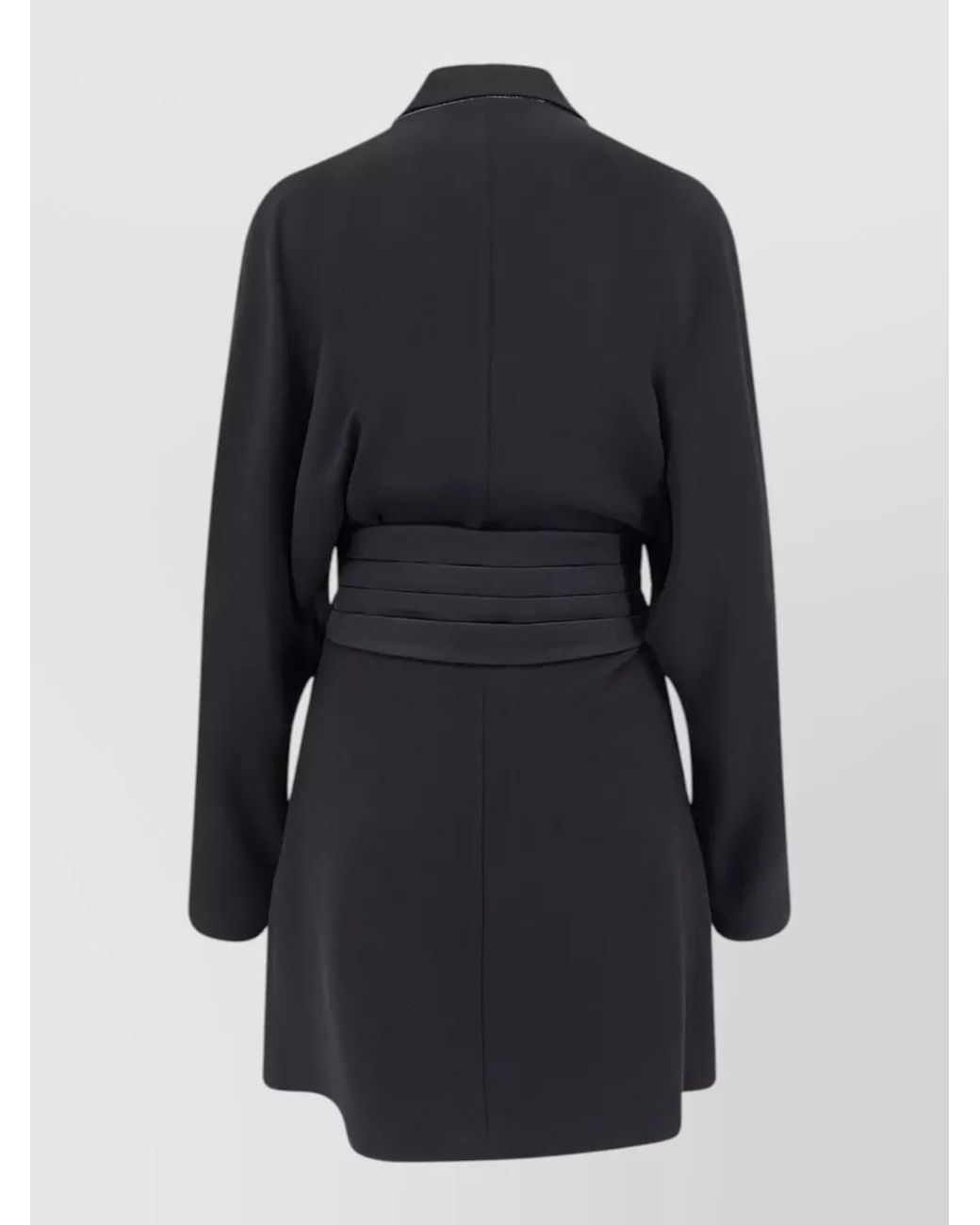 Brunello Cucinelli Black Silk Wrap Tuxedo Maxi Dress