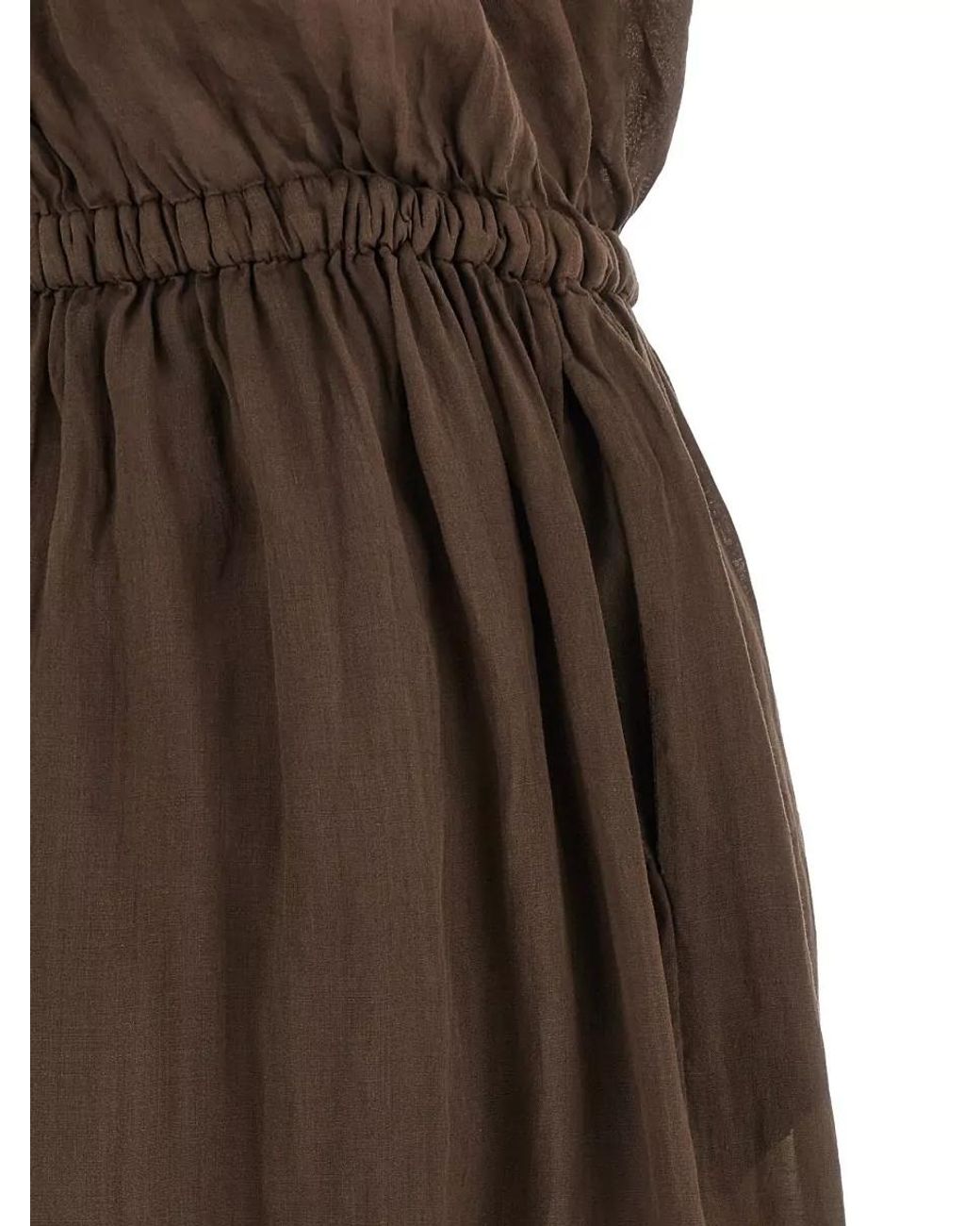 Nude Brown V-Neck Sleeveless Midi Dress