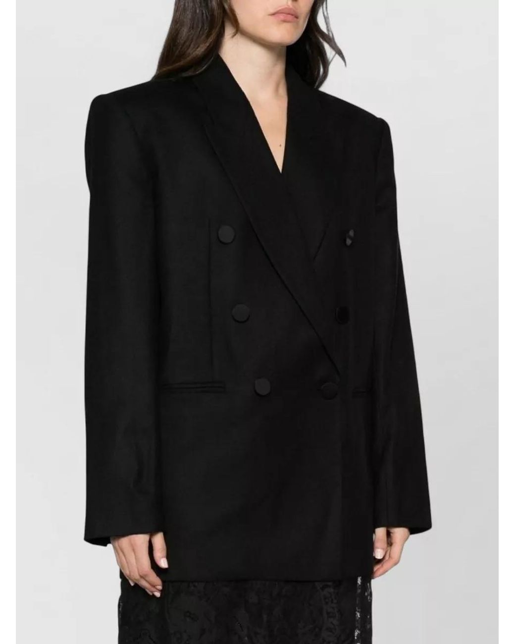 Zimmermann Black Wool Lace Trim Double-Breasted Blazer