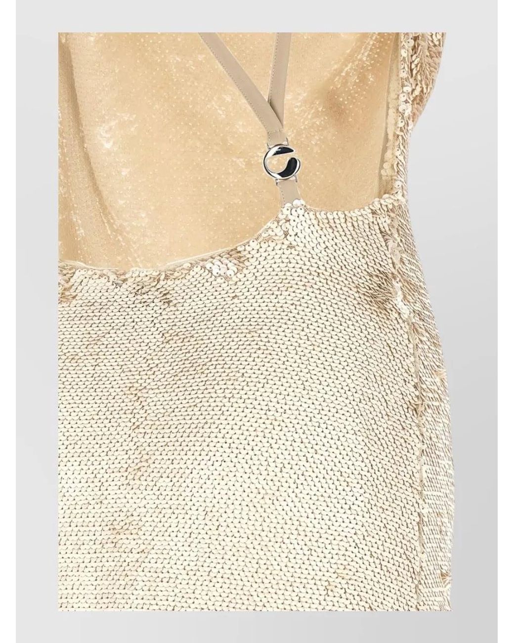 Coperni White Sequin Draped Sleeveless Maxi Dress