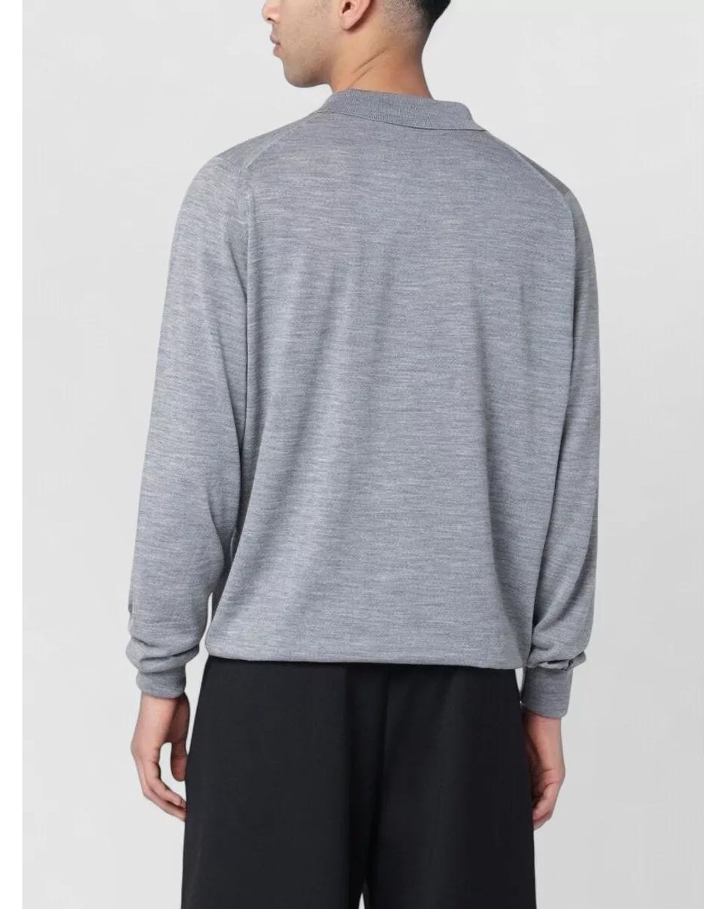 John Smedley Gray Wool Polo Shirt for men