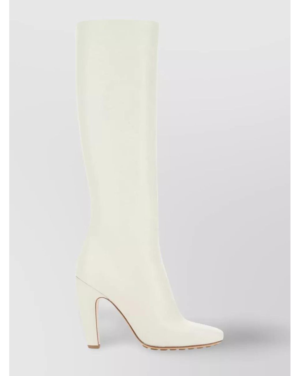 Bottega Veneta White Pointed Heel Leather Boots