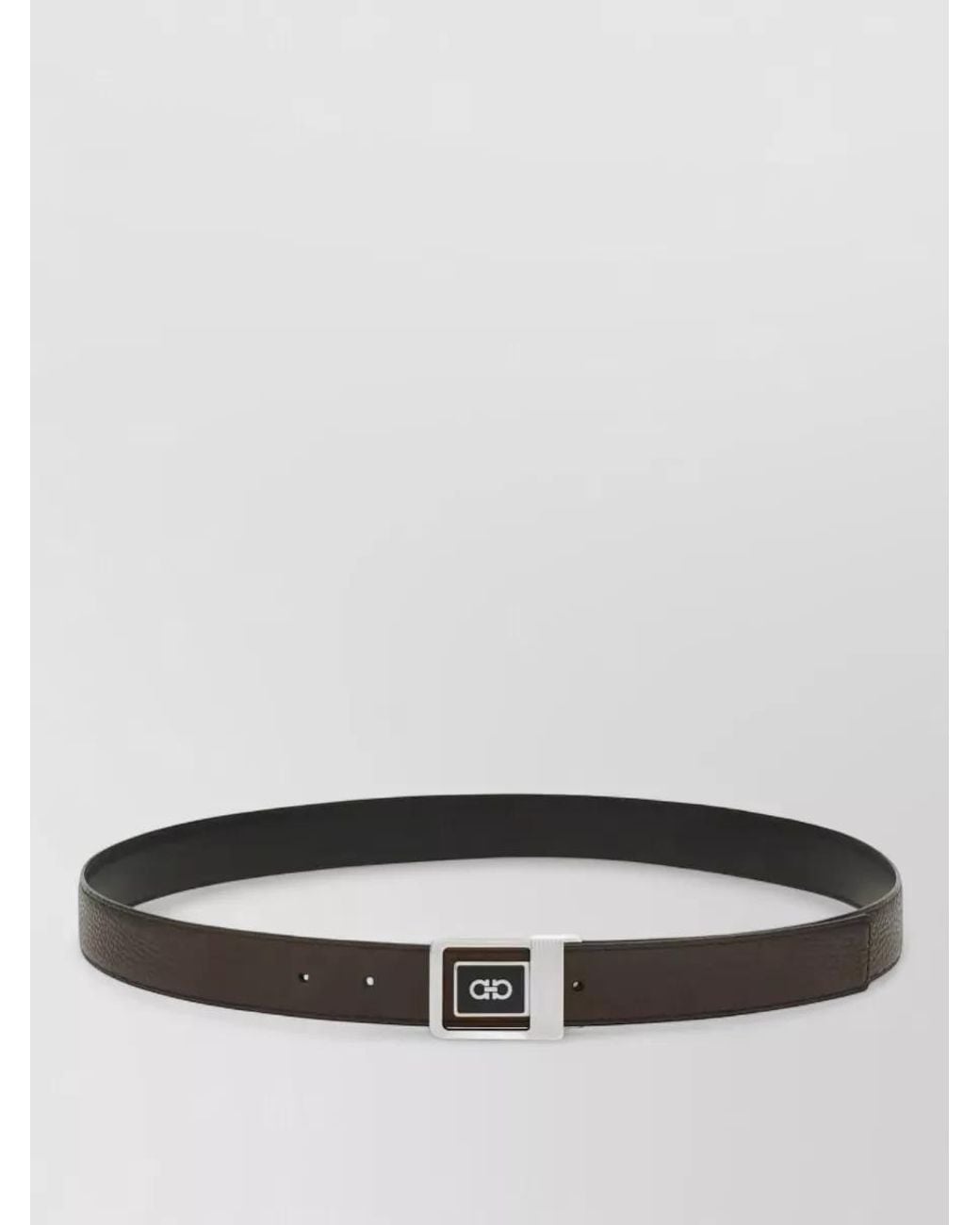 Ferragamo Gray Calf Leather Reversible Belt for men