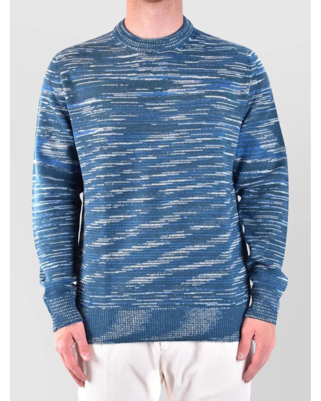 Missoni Blue Cashmere Striped Intarsia-Knit Crew-Neck Jumper for men
