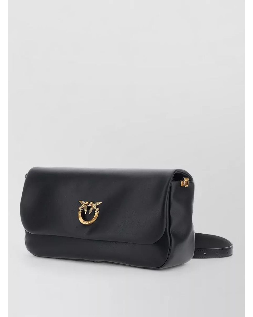 Pinko Black Love Bag Click Lamb Leather Shoulder Bag