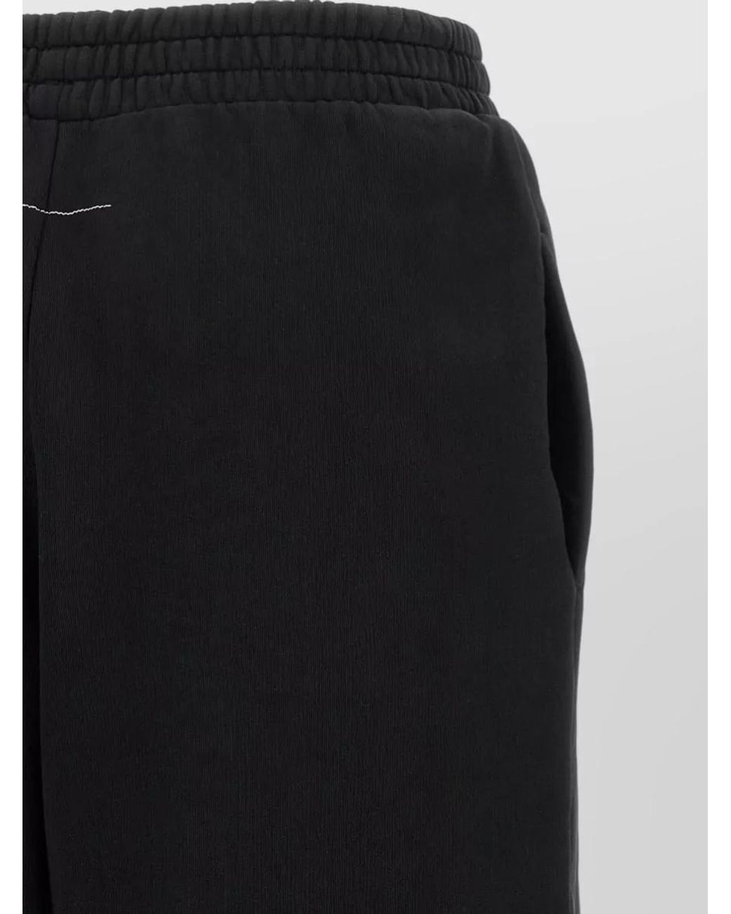 MM6 by Maison Margiela Black Logo Print Cotton Split Sweatpants