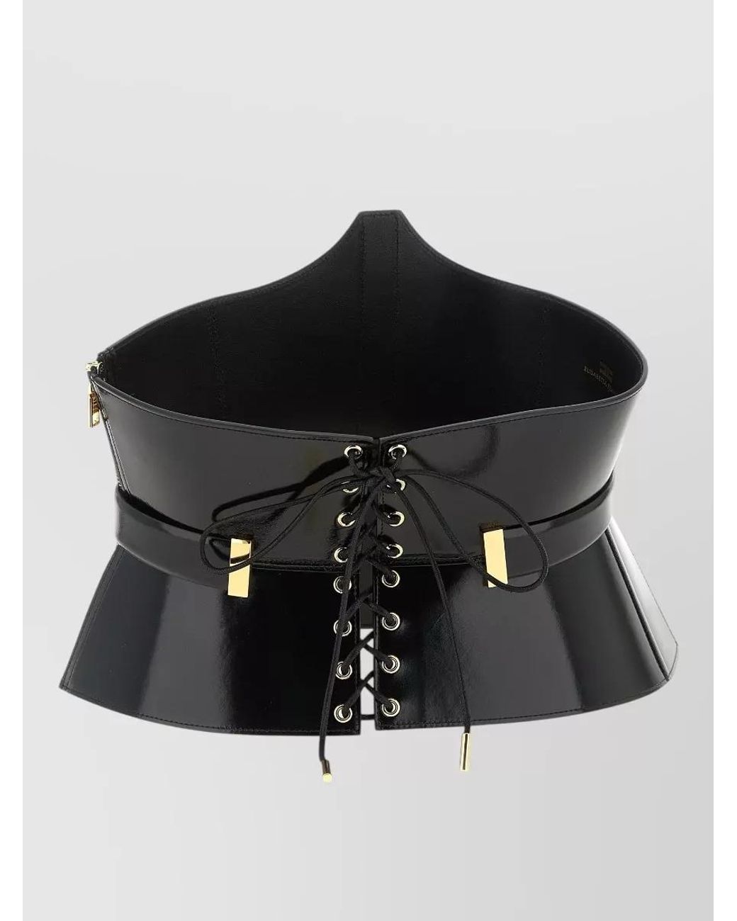 Elisabetta Franchi Black Leather Corset Belt