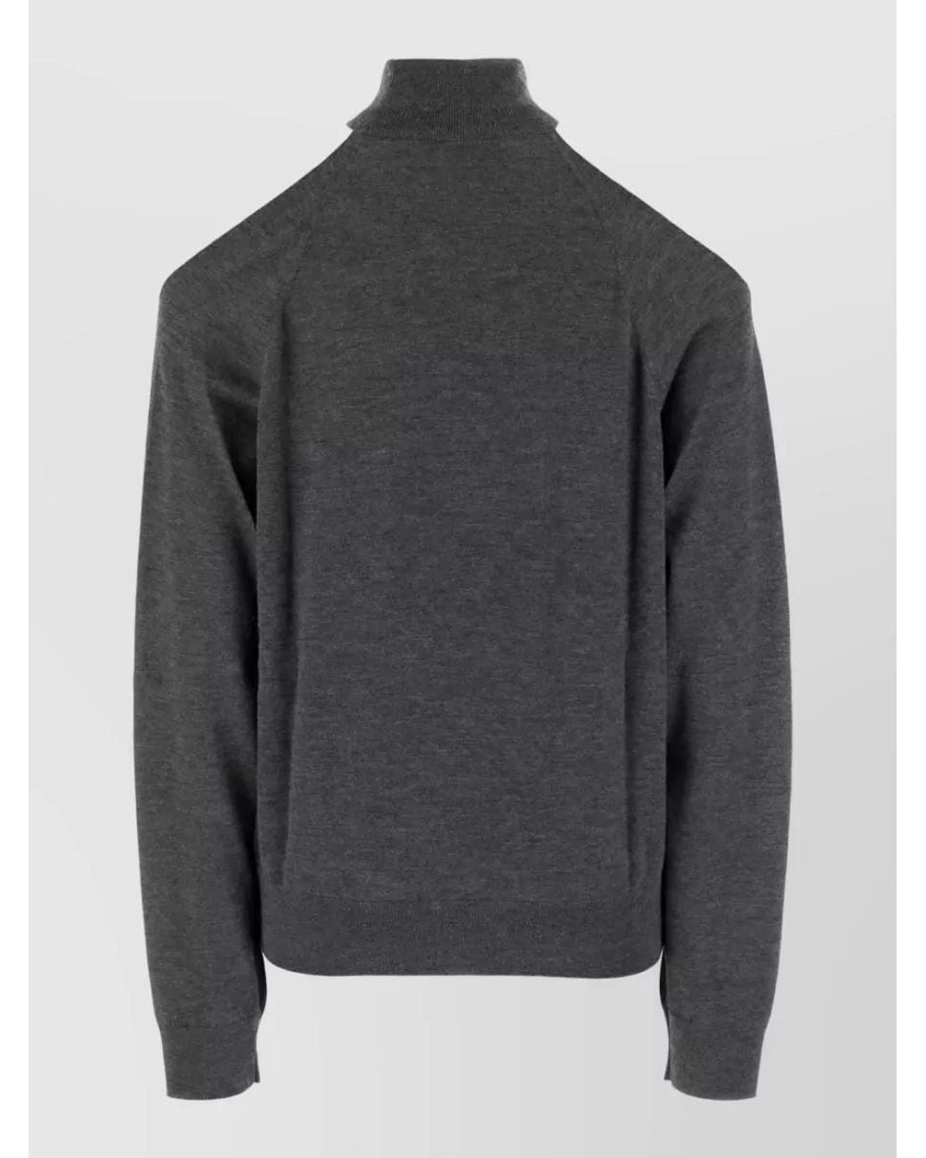 Fendi Gray Cashmere Ribbed Turtleneck Cutout Sweater