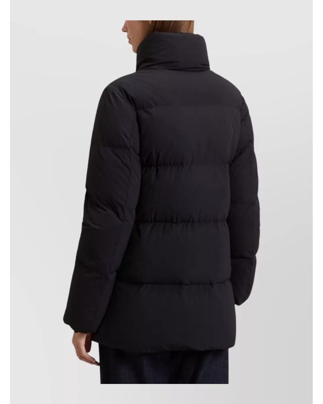 Woolrich Blue Quilted High-Neck Midi Down Jacket