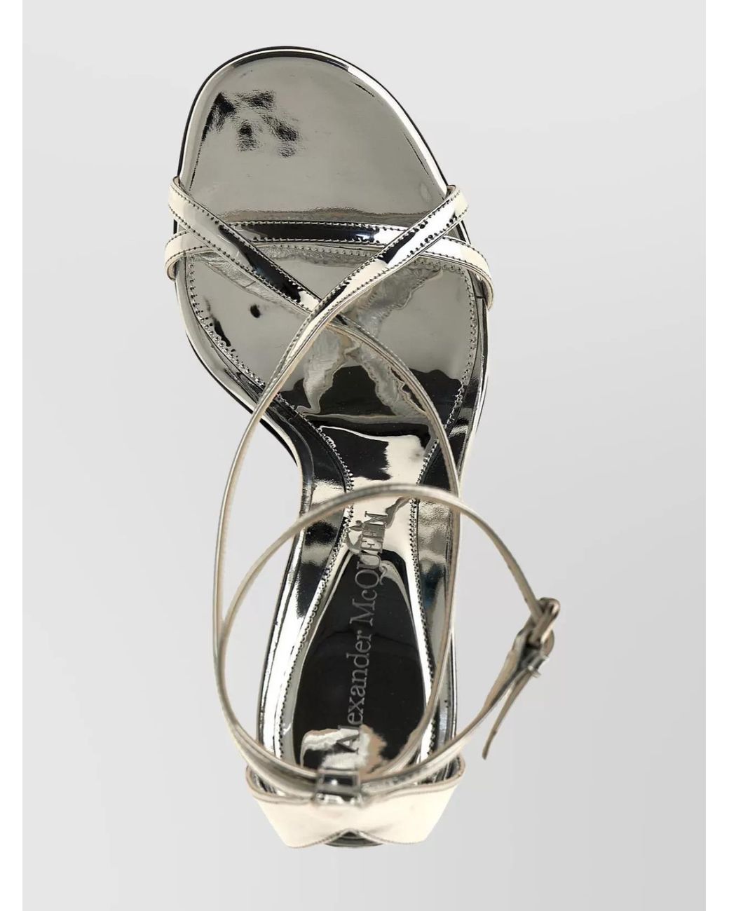 McQueen White 'Strappy Metallic Stiletto Sandals'