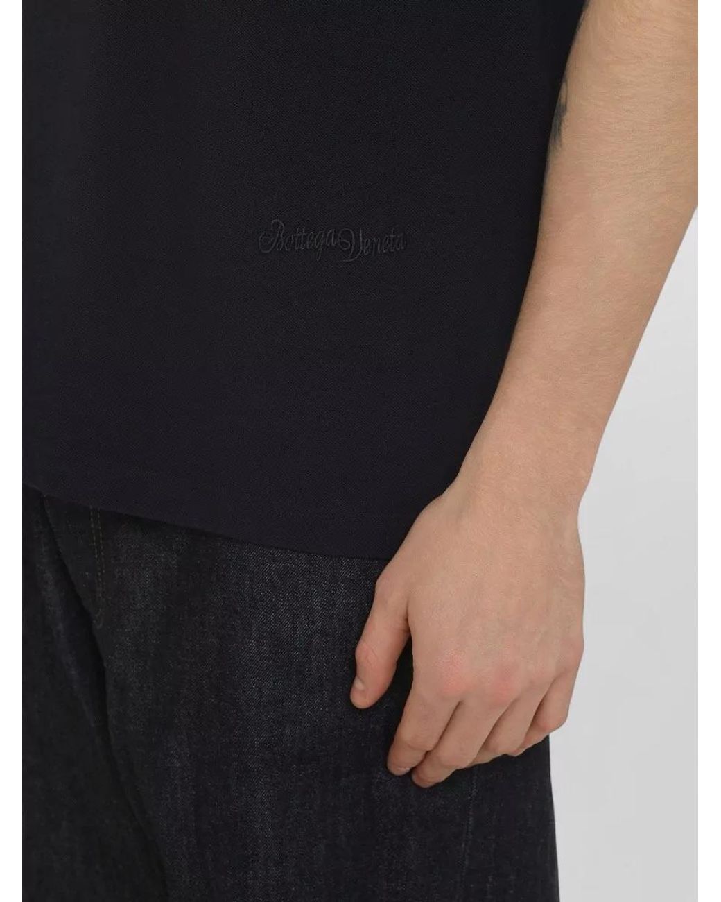 Bottega Veneta Black Short Sleeve Cotton Polo Shirt for men