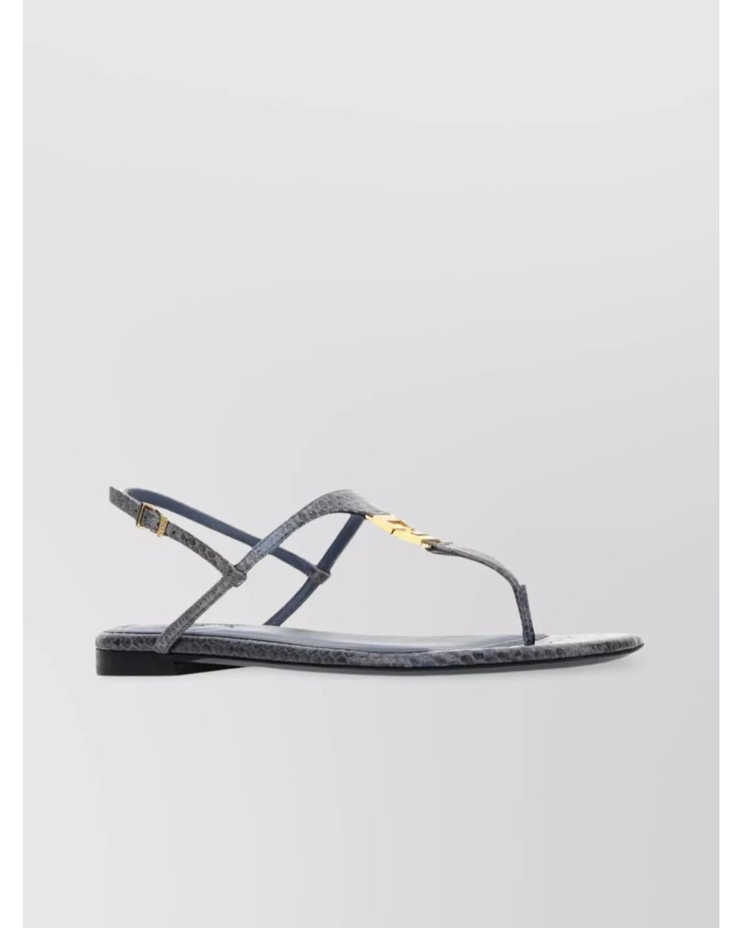 Fendi Metallic Leather Flat T-Bar Sandals