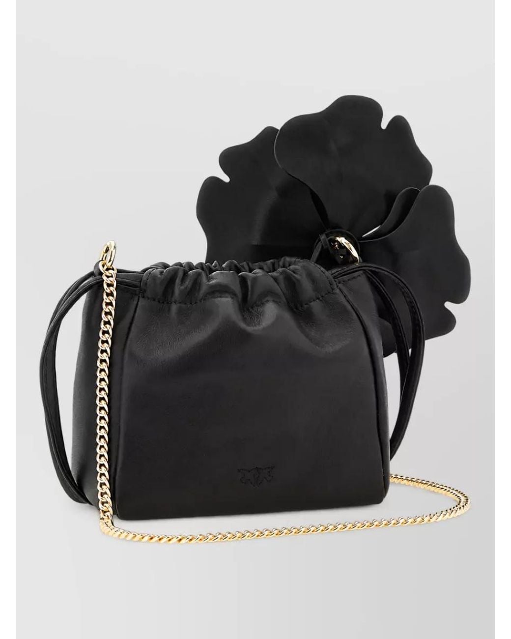 Pinko Black Flower Leather Pouch