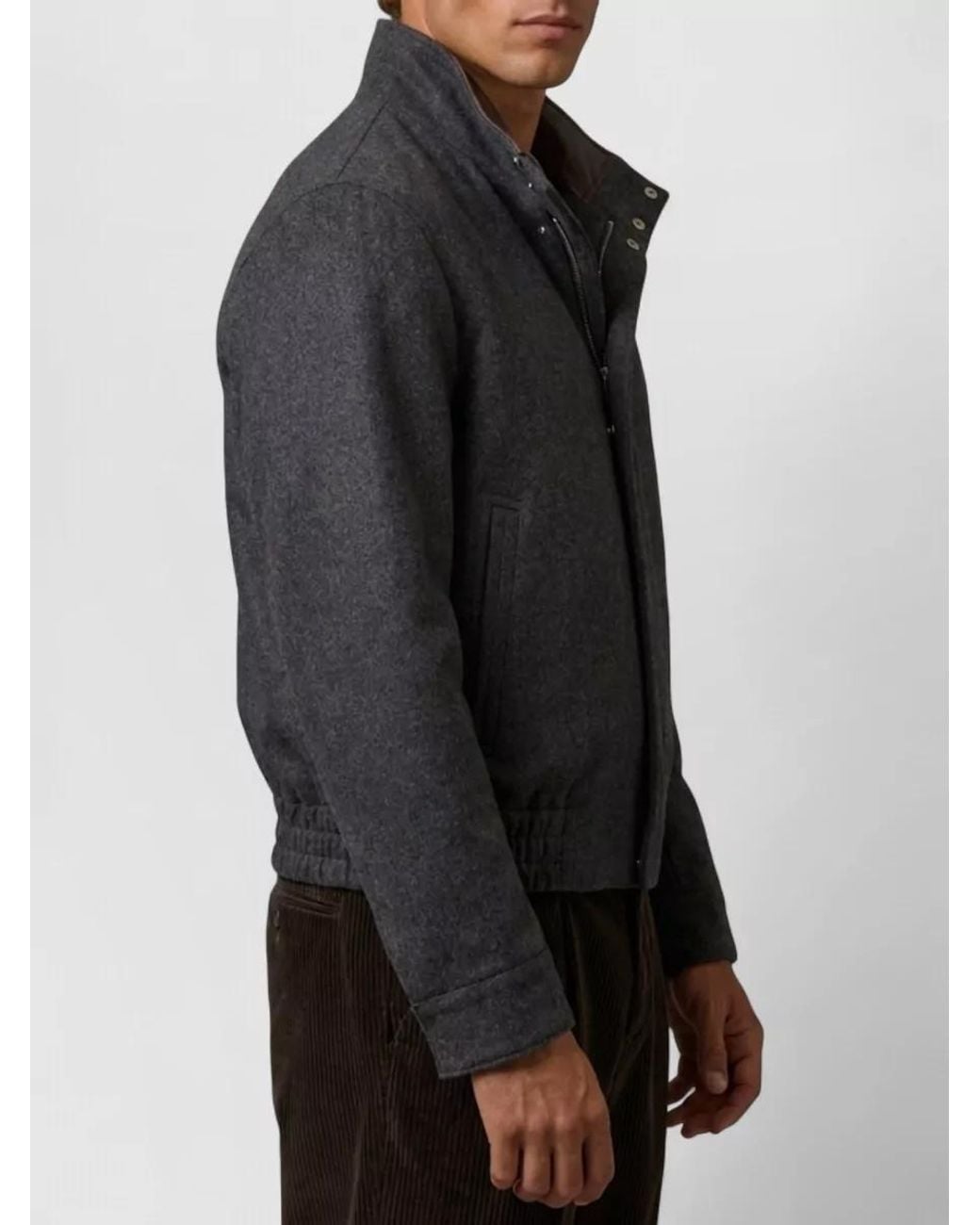 Lardini Gray Virgin Wool Regular-Fit Bomber Jacket for men