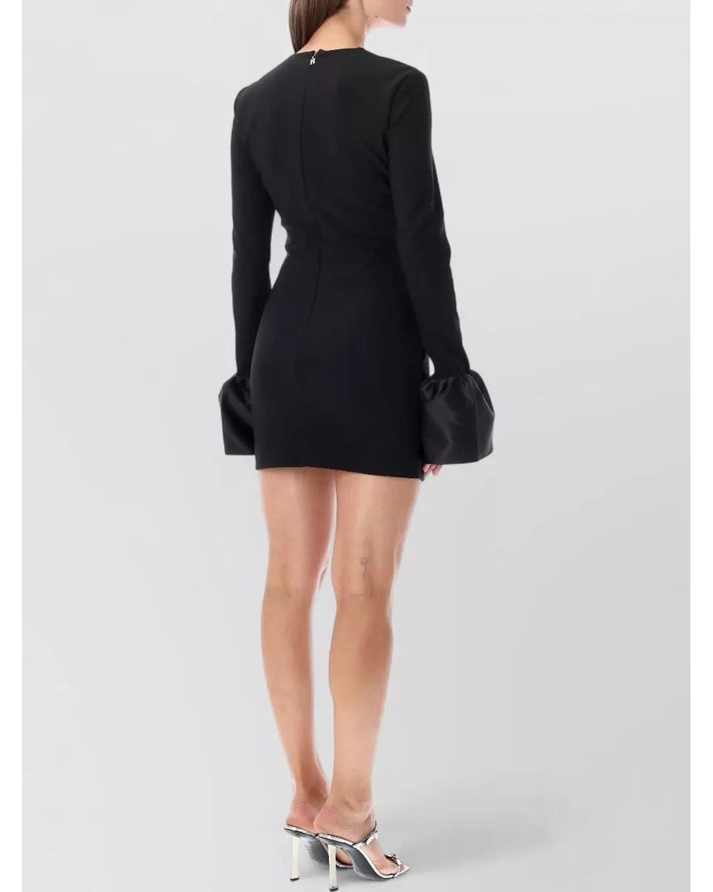 ROTATE BIRGER CHRISTENSEN Black Frill-Sleeve Mini Dress