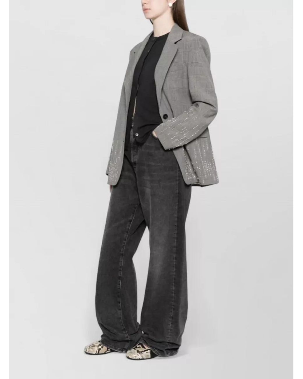 Golden Goose Deluxe Brand Gray Wool Single Breasted Jacket Check Pattern