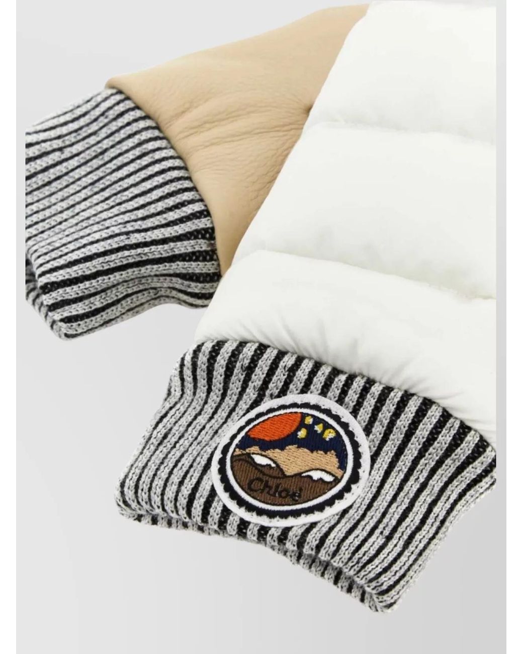 Chloé White Two-Tone Leather Gloves
