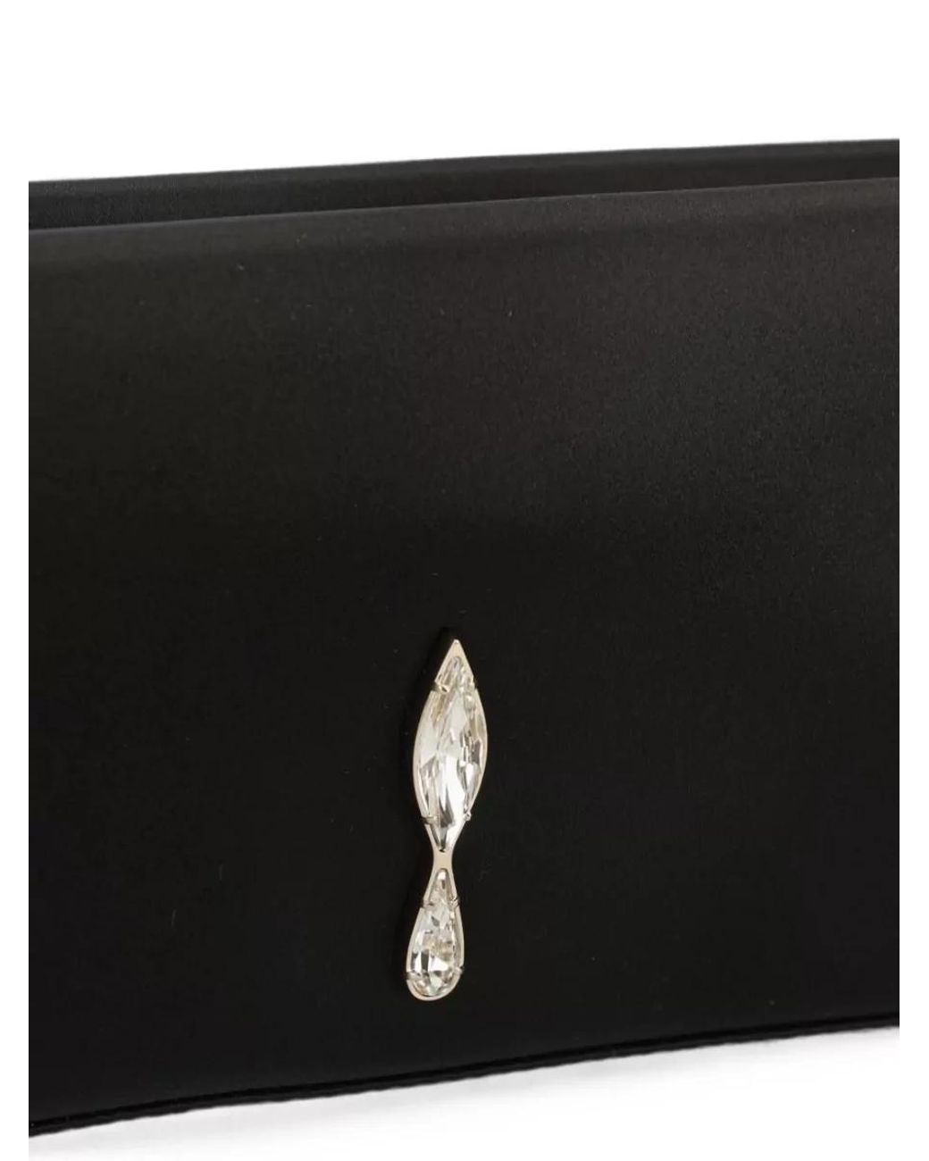 Christian Louboutin White Satin Crystal-Embellished Clutch Bag