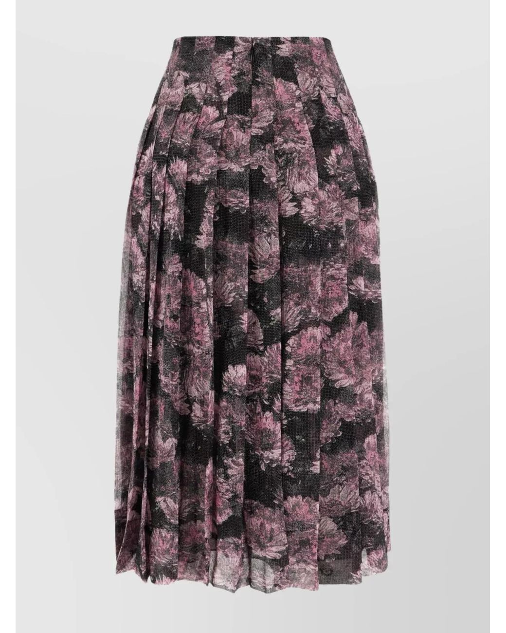 Tory Burch Multicolor Pleated Floral Silk Skirt Midi-Length