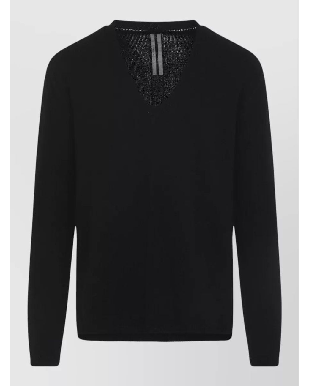 Rick Owens Black Cotton Oversized V-Neck Jumper for men