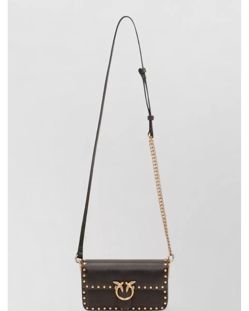 Pinko Gray Love Bag Leather Shoulder Bag