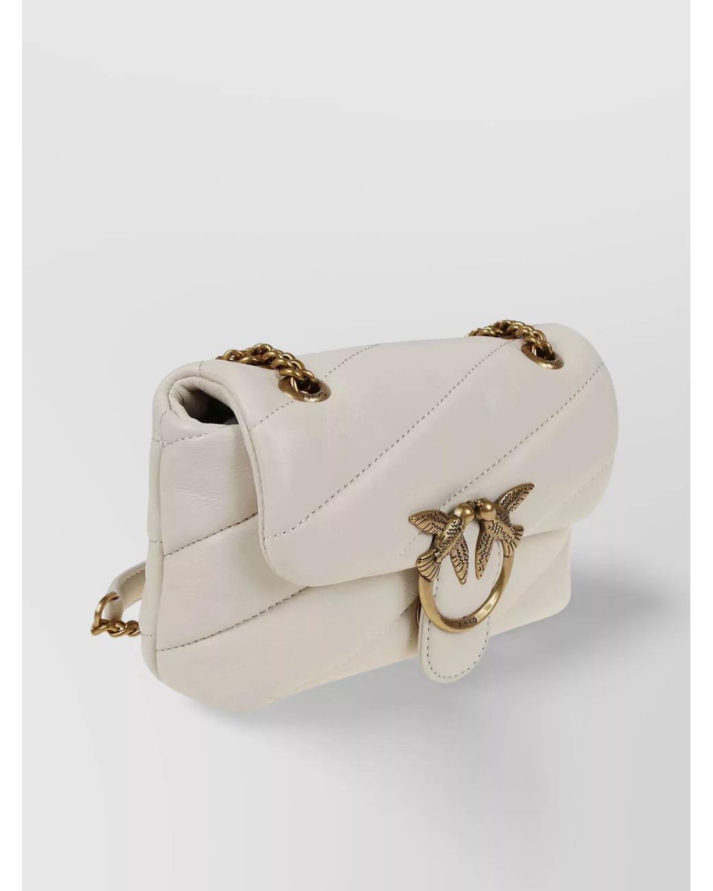 Pinko Natural Love Bag Baby Leather Quilted Crossbody Bag