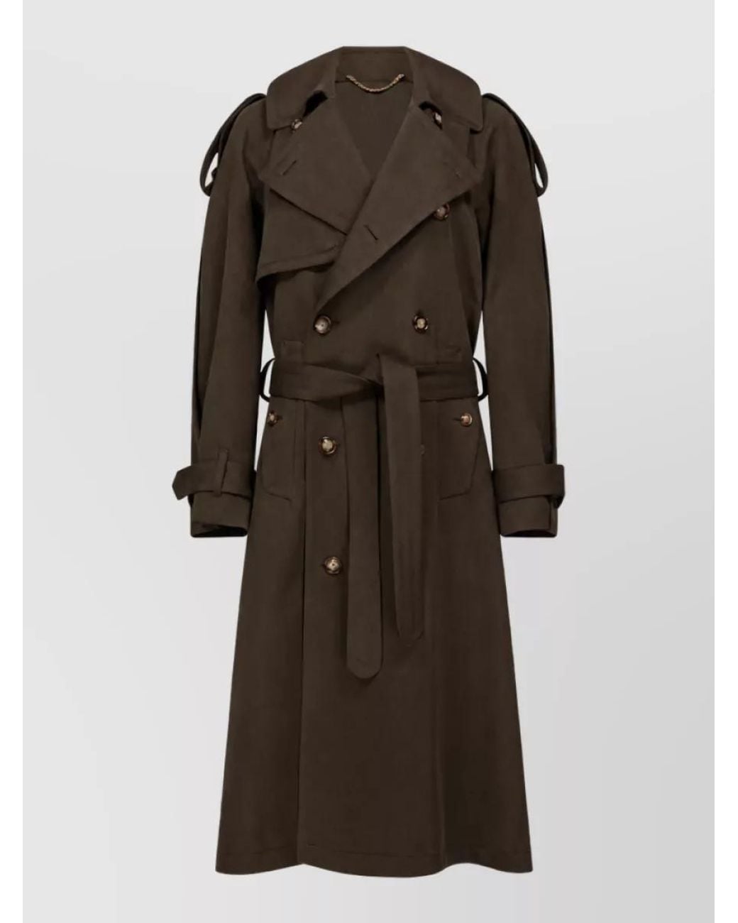 Victoria Beckham Brown Virgin Wool Double-Breasted Belted Trench Coat