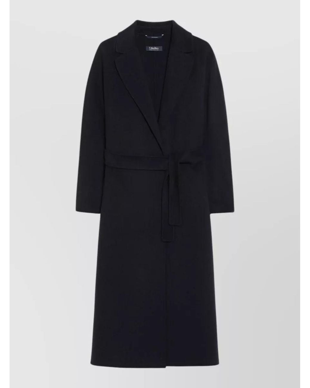 Max Mara Blue Virgin Wool Belted Midi Coat