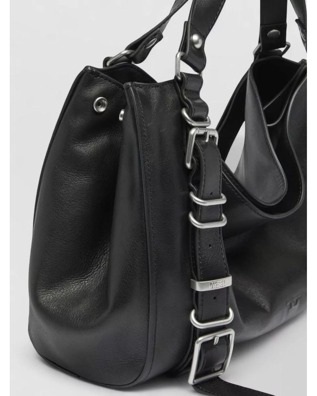 DIESEL Black Medium Leather Shoulder Bag