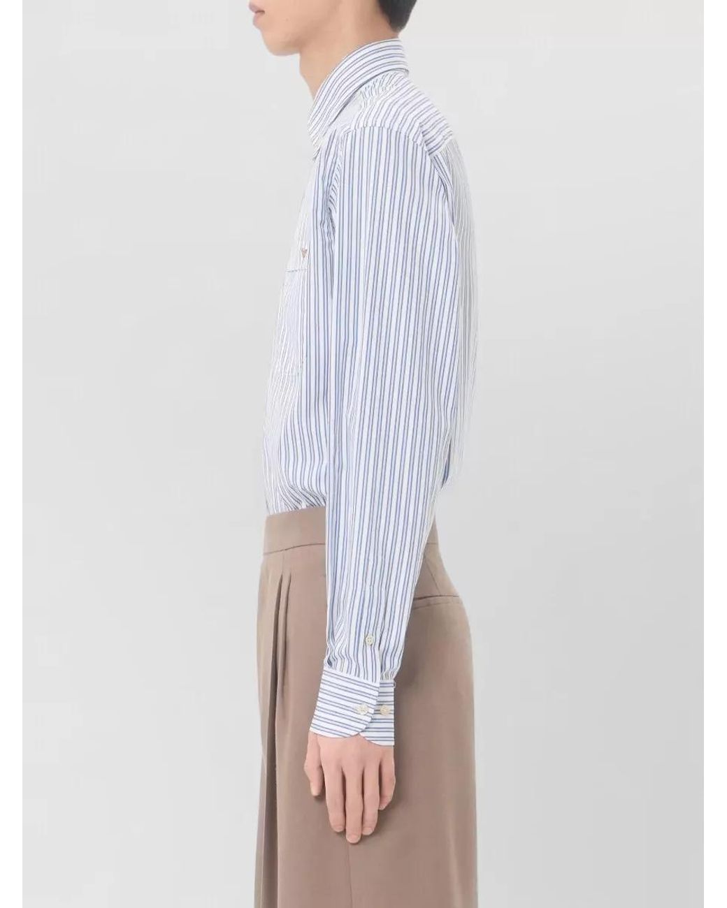 Valentino Garavani Blue Striped Cotton Poplin Shirt for men