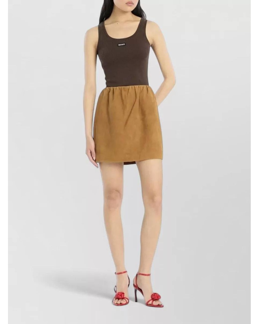 ROTATE BIRGER CHRISTENSEN Brown Suede Mini Skirt